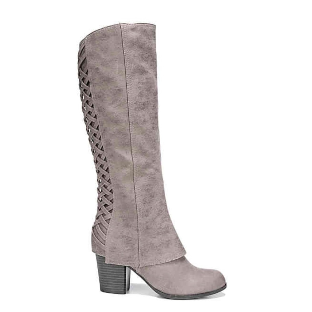 Wide Calf Interwoven Lace Back Knee High Tall Boot - Picture 4 of 8